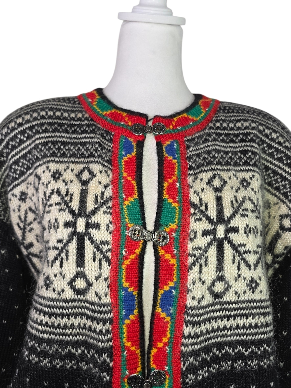H.G. Preferred Norwegian Wool Cardigan Nordic Fair Isle Sweater Toggle L - Picture 2 of 9